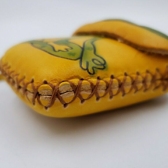 Zen Frog Keychain Wristlet Gift Handmade Leather Wallet Tooled Coin Purse Yoga - Picture 12 of 15